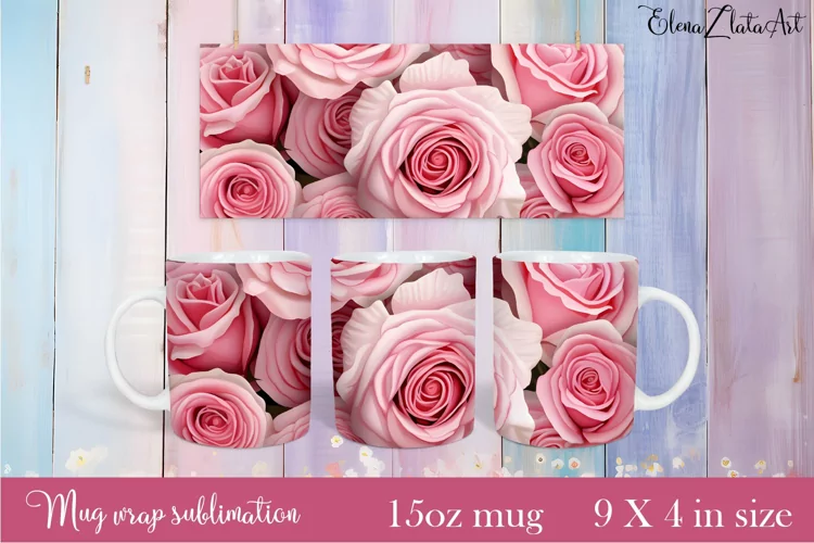 Flowers Mug Sublimation, Floral Design Mug