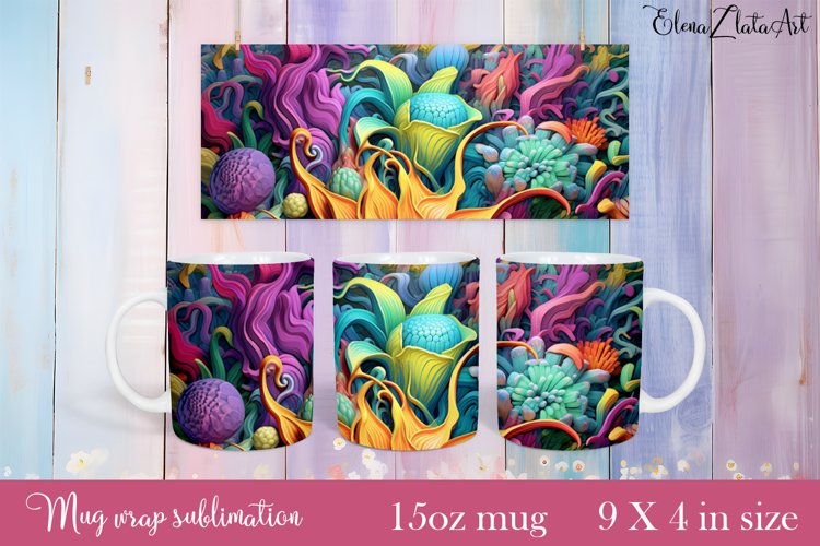 Flowers Mug Sublimation, Floral Design Mug example image 1