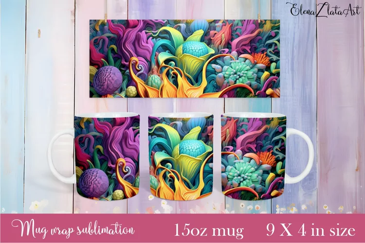 Flowers Mug Sublimation, Floral Design Mug