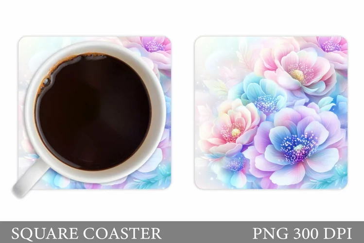 Floral Coaster Design. Flowers Coaster Sublimation