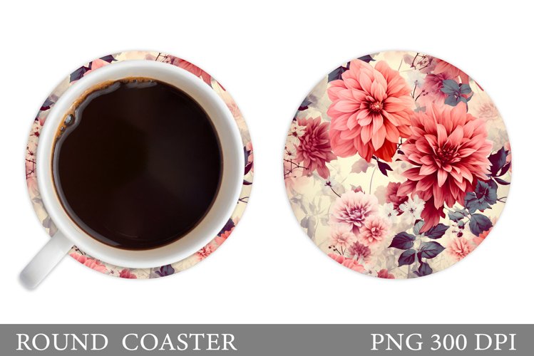 Flowers Coaster Design. Sublimation Coaster Flowers example image 1
