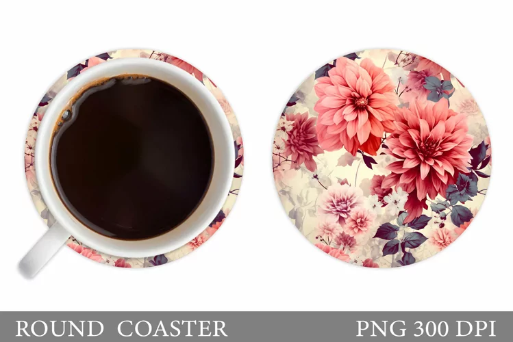Flowers Coaster Design. Sublimation Coaster Flowers