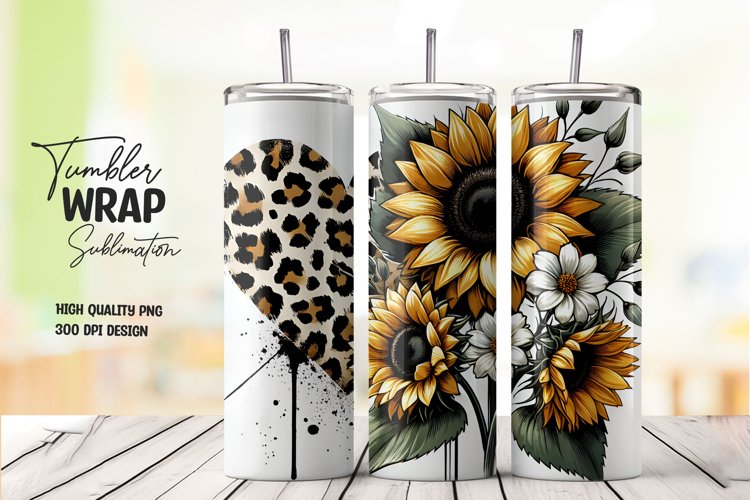Sunflwer tumbler wrap sublimation png example image 1