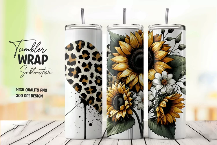 Sunflwer tumbler wrap sublimation png