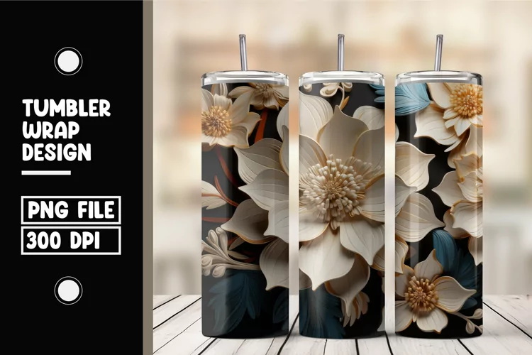 3d flower tumbler wrap sublimation