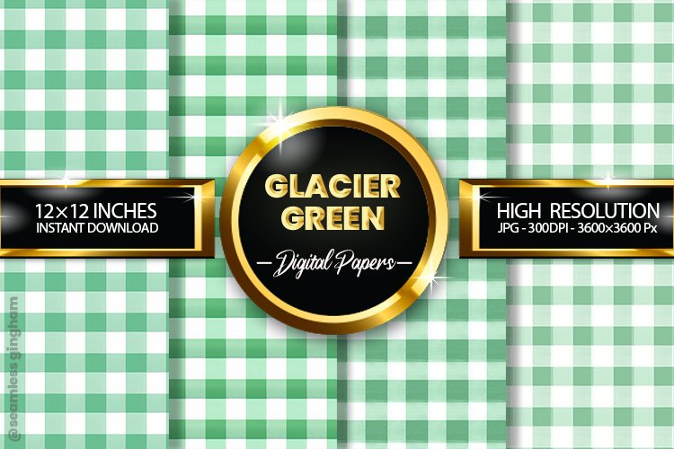 Glacier Green Gingham Digital Papers 04 Variations example image 1