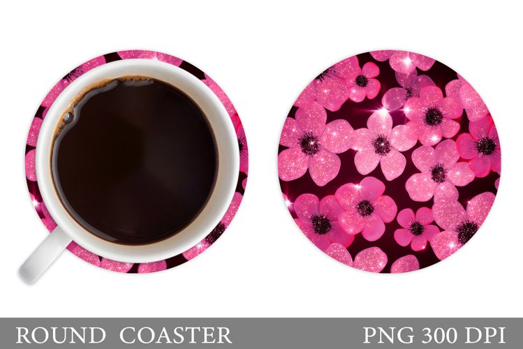Flowers Coaster Design. Flowers Round Coaster Sublimation example image 1