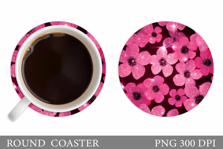 Flowers Coaster Design. Flowers Round Coaster Sublimation