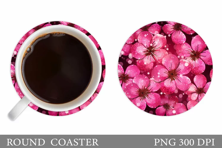 Flowers Coaster Design. Floral Coaster Sublimation
