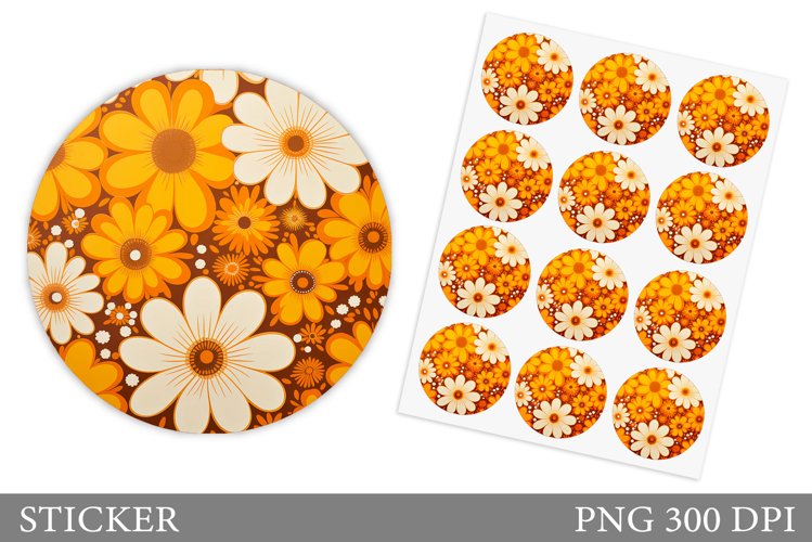 Floral Sticker Design. Flowers Sticker Template example image 1