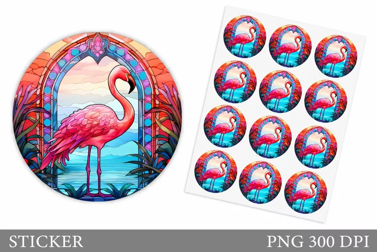 Flamingo Sticker Design. Sea Sticker Template