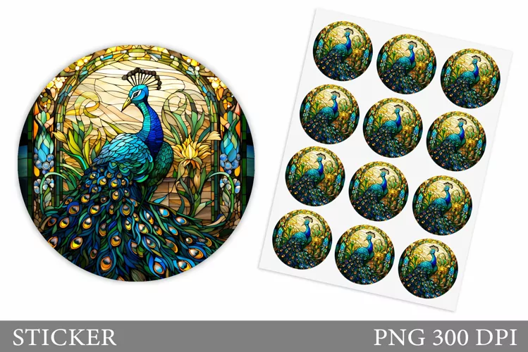 Peacock Sticker Design. Bird Sticker Template