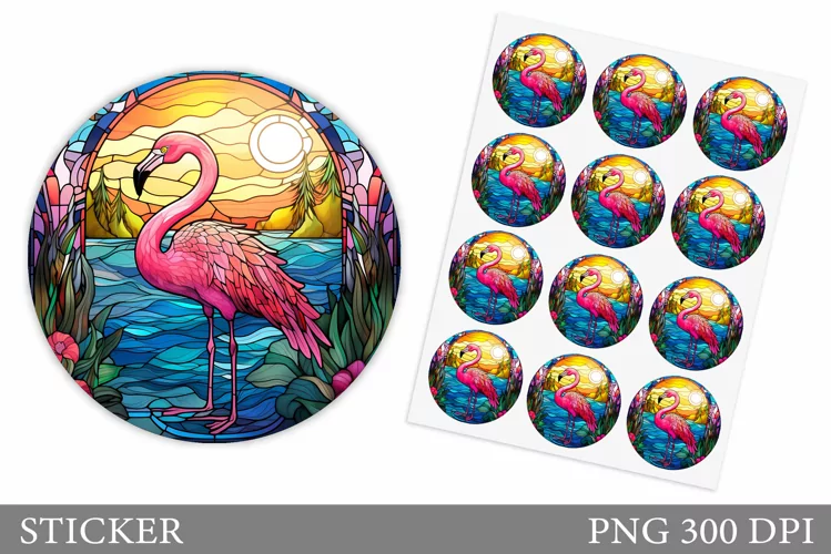 Flamingo Sticker Design. Flamingo Stained Glass Sticker