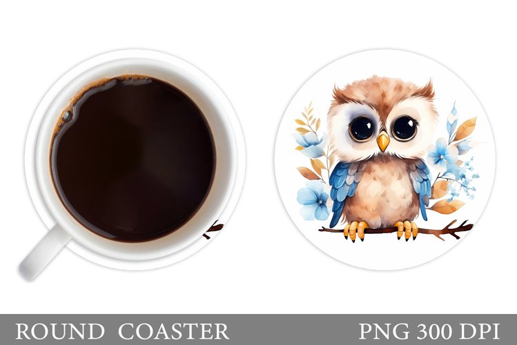 Owl Coaster Design. Cute Owl Coaster Sublimation