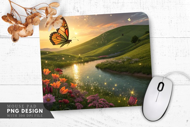 Surreal Butterfly Bliss Mouse Pad PNG Design example image 1