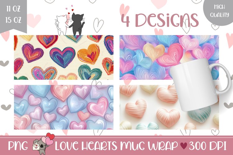 Knitted Love Mug Designs, Love Hearts Mug Sublimation