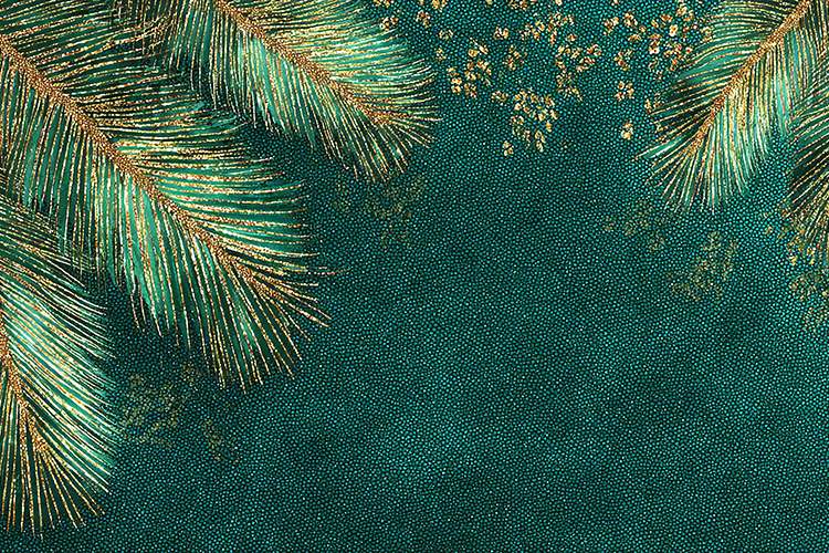 Emerald Pine Corner Frame Background | Gold Tipped Branches
