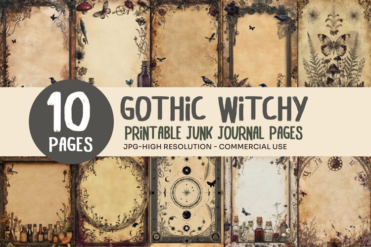 Gothic Witchy Vintage Junk Journal Pages example image 1