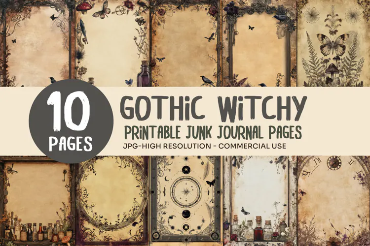 Gothic Witchy Vintage Junk Journal Pages