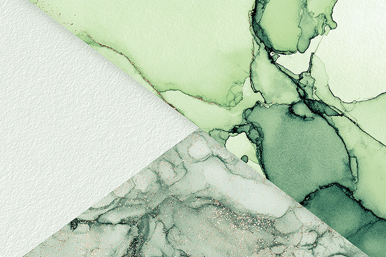 Green and white marbled patterns on paper