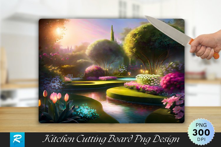 Soft Glow Garden Cutting Board Sublimation Design example image 1