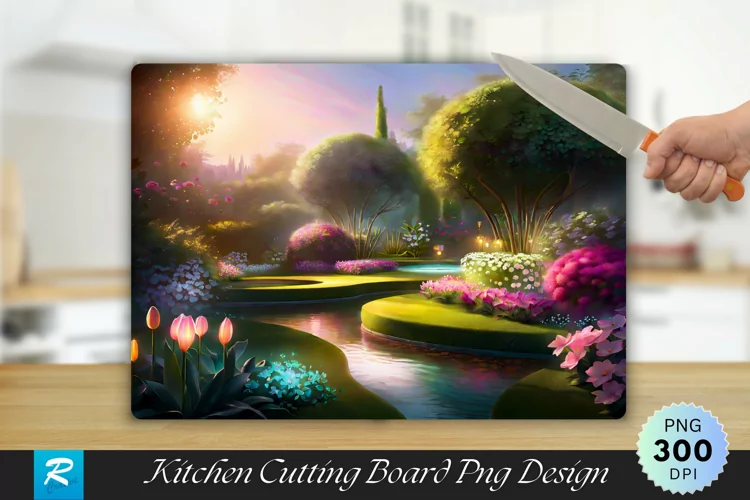 Soft Glow Garden Cutting Board Sublimation Design