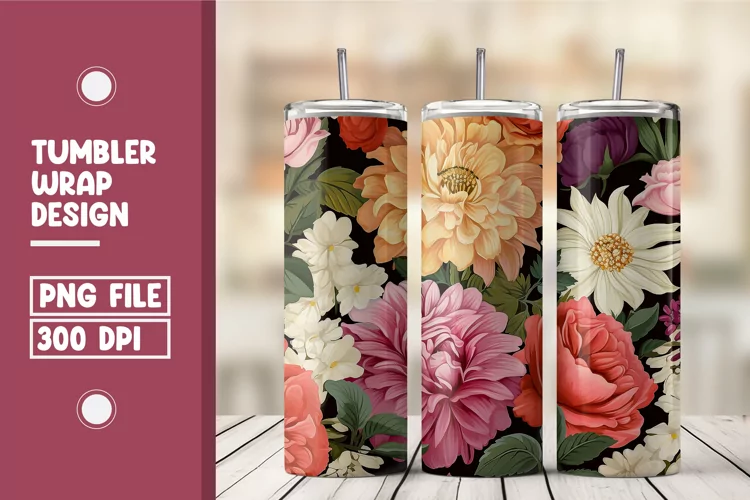 Colorful Flower Tumbler Wrap Design