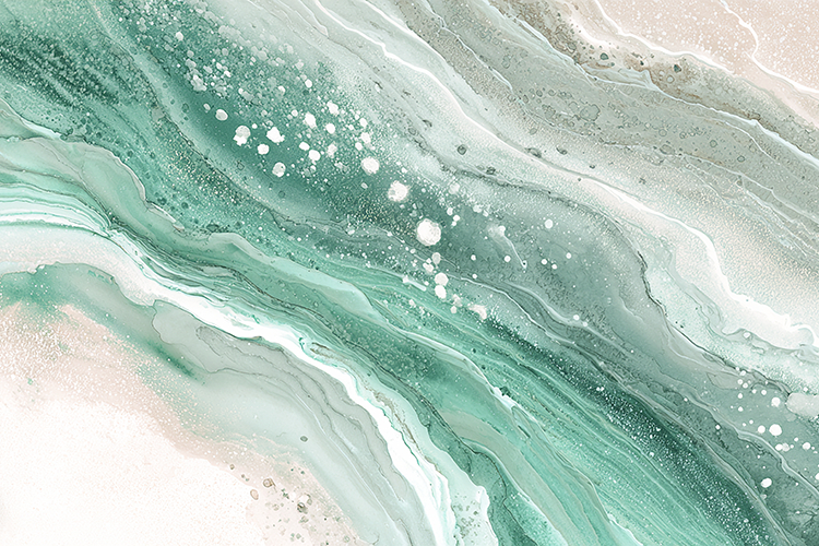 Swirling green and white colors and vibrant textures
