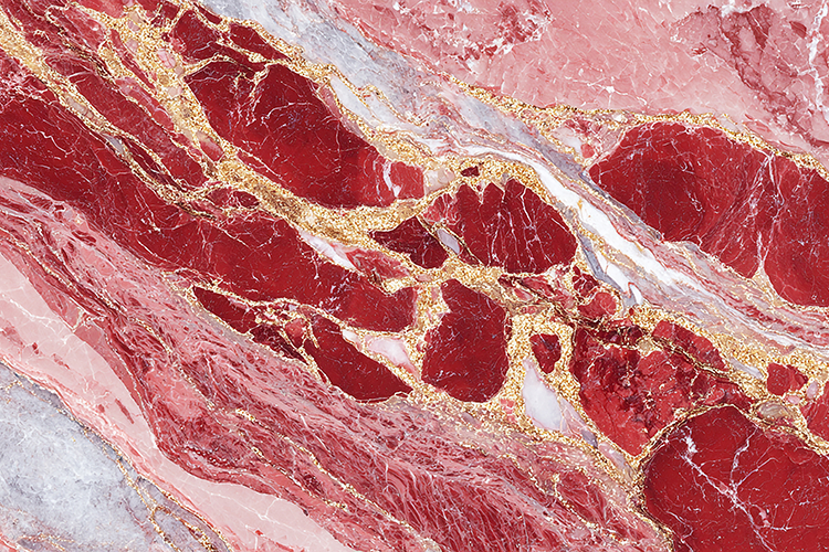 Red Marble Gold Vein Texture Art PrintXL