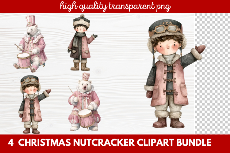 4 Christmas Nutcracker Clipart | Festive Holiday Nutcracker