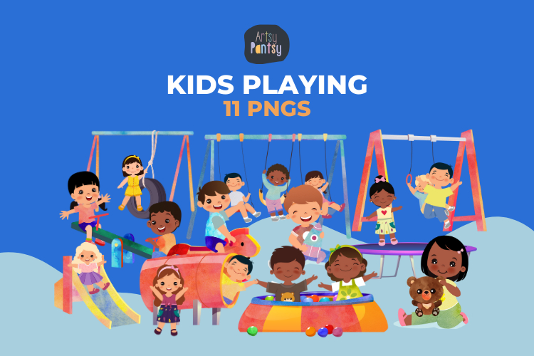 Kids Playing Clipart Bundle