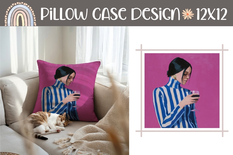 Summer Girl Pillow Design, Pink Pillow Sublimation