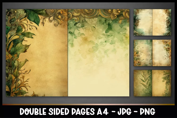 4 Vintage Double Sided Digital Papers I Junk Journal Page