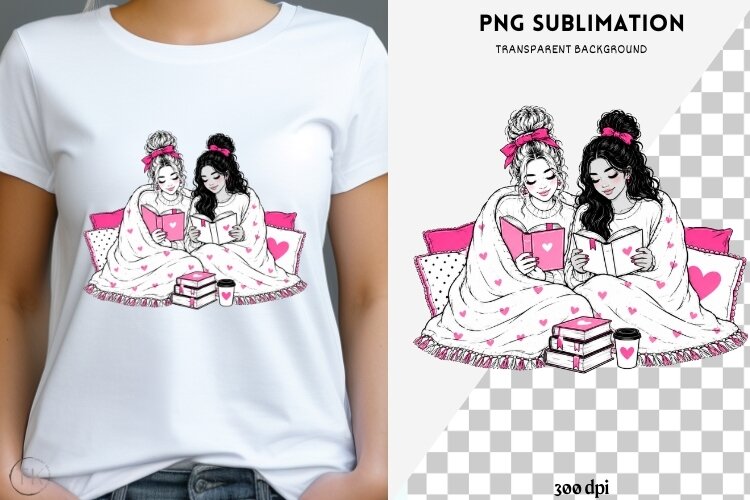 Book besties png design for T-shirts example image 1