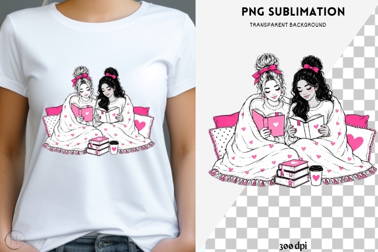 Book besties png design for T-shirts
