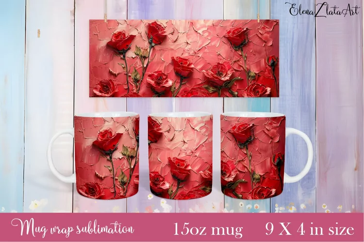 Flowers Mug Sublimation, Floral Design Mug