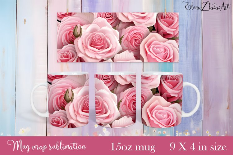 Flowers Mug Sublimation, Floral Design Mug example image 1