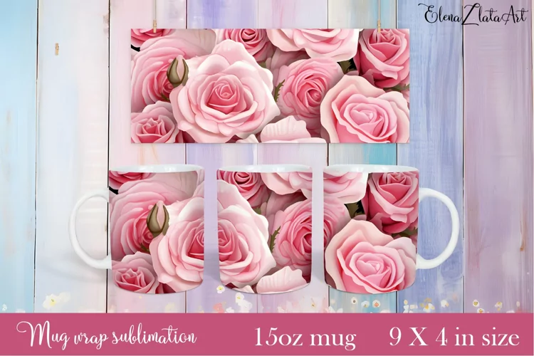 Flowers Mug Sublimation, Floral Design Mug