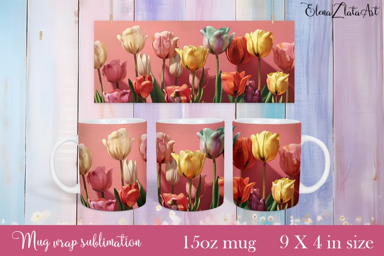 Flowers Mug Sublimation, Floral Design Mug example image 1