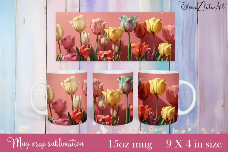 Flowers Mug Sublimation, Floral Design Mug