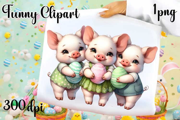Spring animal clipart|Cute pig easter animals clipart
