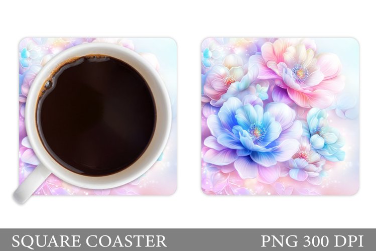 Flowers Coaster Sublimation. Floral Coaster Design example image 1