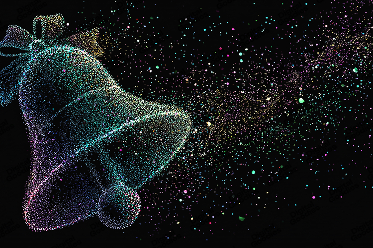 Christmas Bell Glitter Particle Background