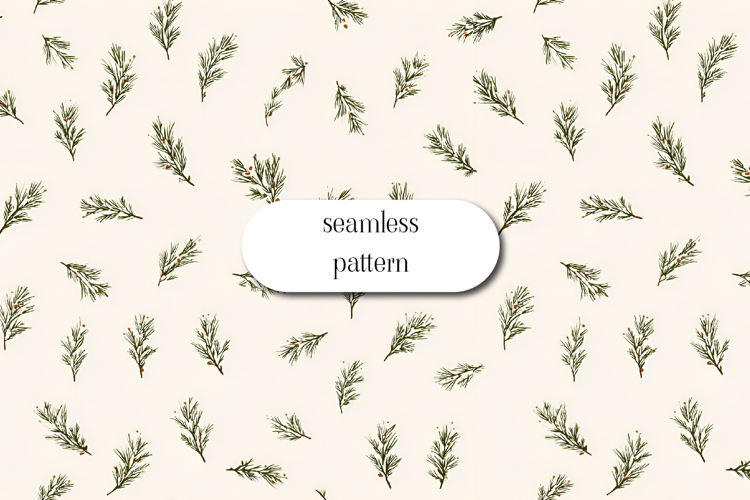 Pine Branch Seamless Pattern for Winter and Christmas