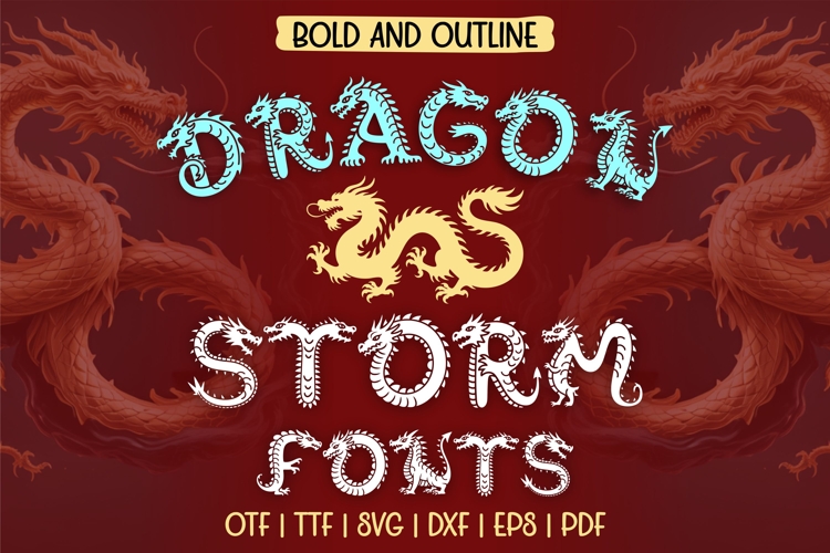 Dragon Storm Font SVG OTF TTF Fantasy Bold & Outline Letters