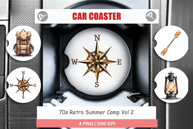 70s Retro Summer Camp Car Coaster