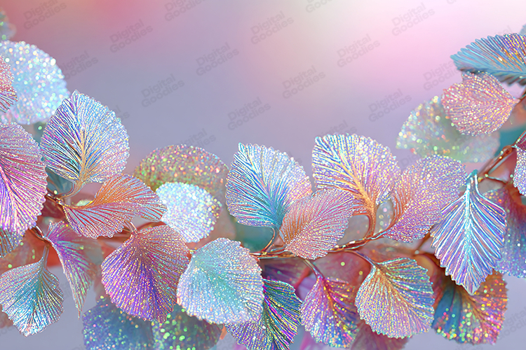 Holographic Glitter Leaves Garland Background