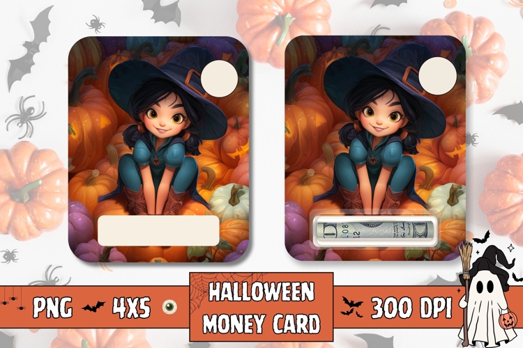 Cartoon Halloween Witch Gift Card, Printable Halloween