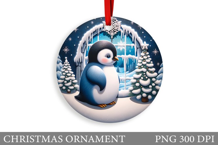 Cute Penguin Christmas Ornament. Cute Penguin Sublimation example image 1