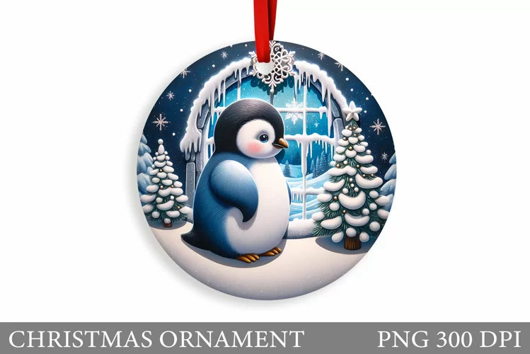 Cute Penguin Christmas Ornament. Cute Penguin Sublimation